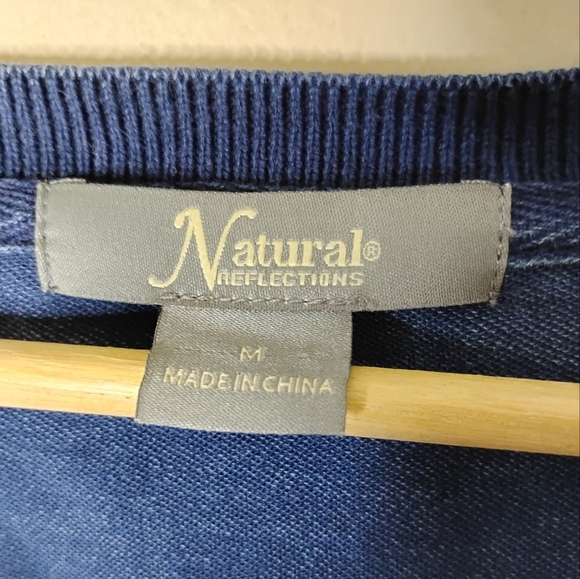Natural Reflections Acid-Wash Knit Sweatshirt Cable Panel Side Buttons - Picture 8 of 9